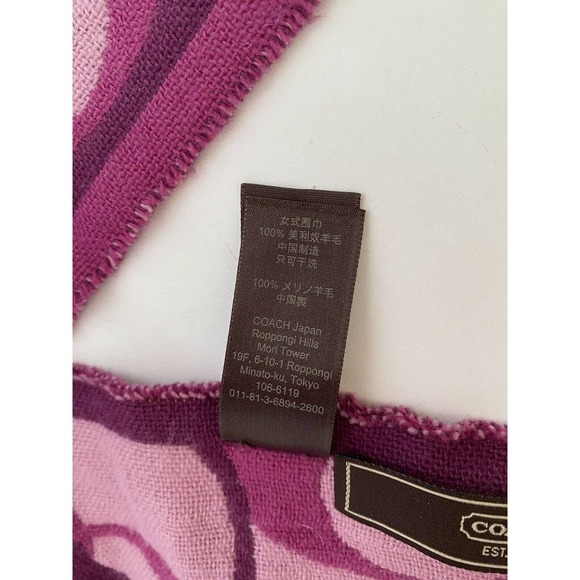 Coach Women' Coach Optic C Scarf Scarves & wraps 100% merion wool purple - Picture 7 of 11